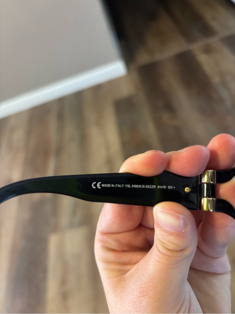 Yves Saint Laurent Black Sunglasses with Gold Accents - Picture 7 of 11